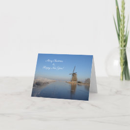 風車とクリスマスカードの冬の風景 シーズンカード