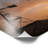 風車とサグアーロサボテンのスケルトンが夕暮れ フォトプリント            (角)