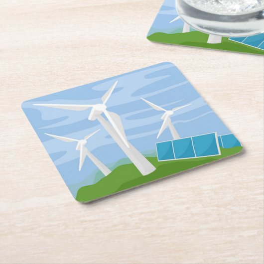 風車とセ太陽のル スクエアペーパーコースター (アングル)