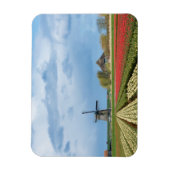 風車とチューリップ風景長方形マグネット マグネット (縦)