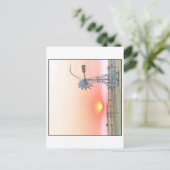 風車と夕暮れ時のファームシ素朴ーン ポストカード (スタンド正面)