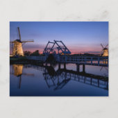 風車と日暮れのはがきの跳ね橋 ポストカード (正面)