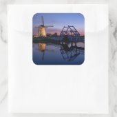 風車と日没ステッカーのドローブリッジ スクエアシール (バッグ)