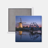 風車と日没マグネットの引き出し橋 マグネット (正面/裏面)