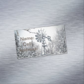 風車と木々に大雪 マグネット名刺 (インサイチュ)