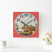 風車と水 スクエア壁時計 (ホーム)