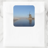 風車と氷で冬の風景 スクエアシール (バッグ)