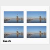 風車と氷で冬の風景 長方形シール (シート)