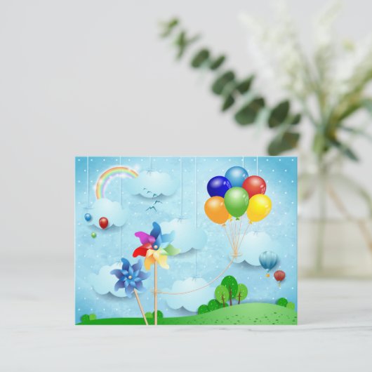 風車と風船 ポストカード (スタンド正面)