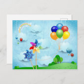 風車と風船 ポストカード (正面/裏面)