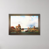 風車のある広大な川の風景 キャンバスプリント (正面)