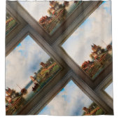 風車のある広大な川の風景 シャワーカーテン (正面)