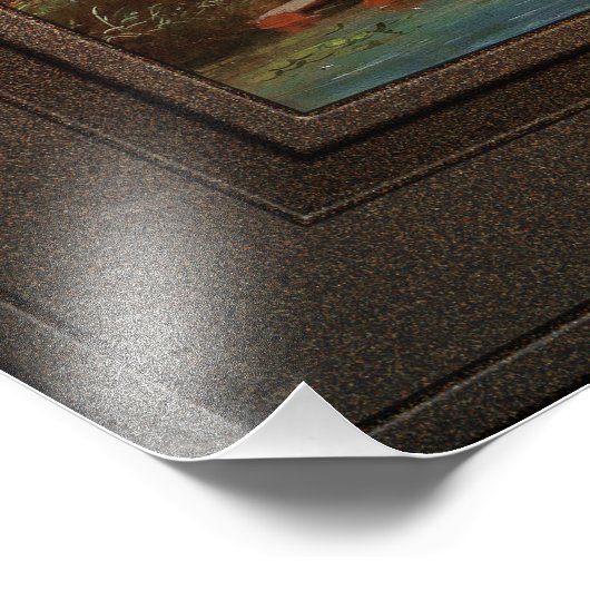 風車のある広大な川の風景 フォトプリント (角)