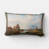 風車のある広大な川の風景 ランバークッション (裏面)