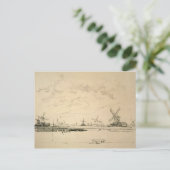 風車のスケッチのポストカード ポストカード (スタンド正面)