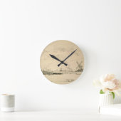 風車のスケッチ時計 ラウンド壁時計 (ホーム)