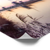 風車のポスターの上の紫色の日の出 ポスター (角)