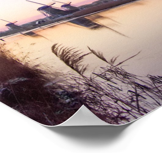 風車のポスターの上の紫色の日の出 ポスター (角)