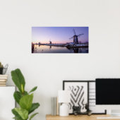 風車のポスターの上の紫色の日の出 ポスター (ホームオフィス)