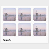 風車の上の冬の柔らかい日の出の光 スクエアシール (シート)