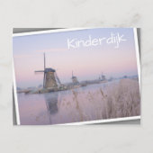 風車の上の冬の柔らかい日の出の光 ポストカード (正面)