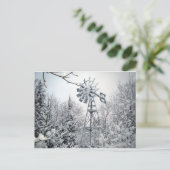 風車の冬のツリーシーン ポストカード (スタンド正面)