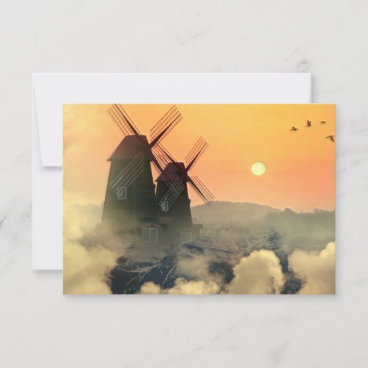 風車の山と雲 サンキューカード (正面)