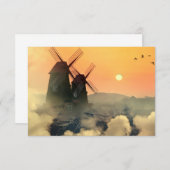 風車の山と雲 サンキューカード (正面/裏面)