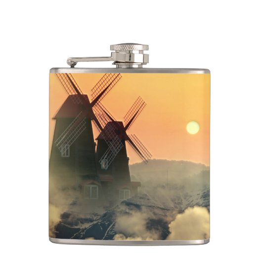 風車の山と雲 フラスク (正面)