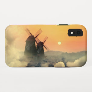 風車の山と雲 iPhone XRケース