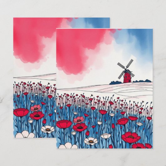 風車の水彩ビュー (正面/裏面)