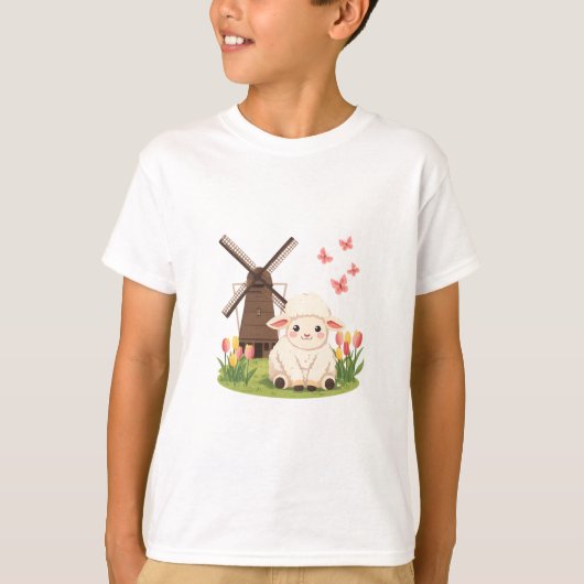 風車の牧場の羊 Tシャツ (正面)