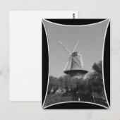 風車の白黒 ポストカード (正面/裏面)