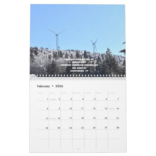 風車の素晴らしい世界のウォールカレンダー カレンダー (2月 2026)