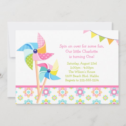 風車の誕生会 招待状 (正面)