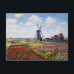 風車はがき付きチューリップのモネ畑 ポストカード<br><div class="desc">風車はがき付きチューリップのモネ畑。1886年の油絵。モネの最も多いカラフルの一つは絵を描リのまわりにンズバーグ風車である。チューリップ畑は赤、白、黄、緑で埋め尽くされている。クロード絵を描・モネ素晴らしー、チューリップ、印象派、風車、アートのファンに贈り物をする美しい風景フランスの。</div>
