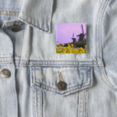 風車はキンダージクの運河に沿って走る。 缶バッジ (インサイチュ)