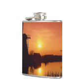 風車は夕日に、キンダーディク、オランダ フラスク (左)