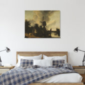 風車を持つ風景 – Salomon Rombouts キャンバスプリント (インサイチュ (寝室))