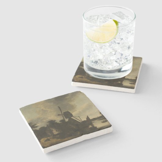 風車を持つ風景 – Salomon Rombouts ストーンコースター (横)