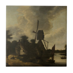 風車を持つ風景 – Salomon Rombouts タイル