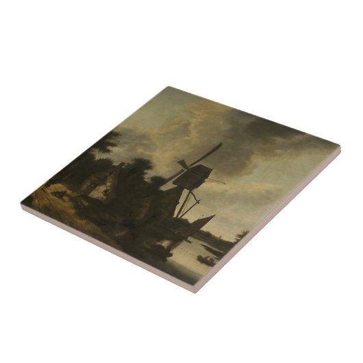 風車を持つ風景 – Salomon Rombouts タイル (側面)