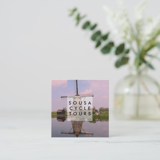 風車オランダキンダーダイク写真旅行観光 スクエア名刺 (スタンド正面)