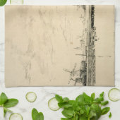 風車スケッチ キッチンタオル (折り畳み)