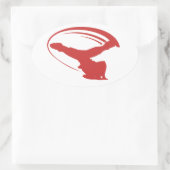 風車スタイルレッドステッカー 楕円形シール (バッグ)