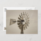 風車セピア葉書の空白の車 ポストカード (正面/裏面)