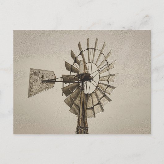 風車セピア葉書の空白の車 ポストカード (正面)