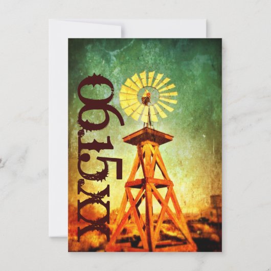 風車動揺して素朴結婚式招待状 招待状 (裏面)