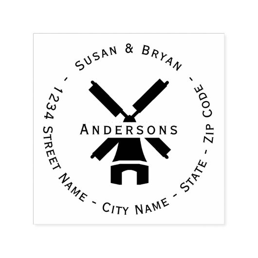 風車差出人住所自己インキングスタンプ セルフインキングスタンプ (デザイン)