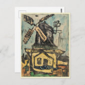 風車手彩木版画 ポストカード (正面/裏面)
